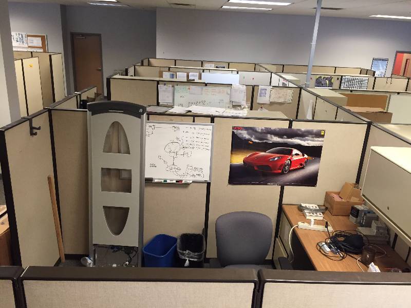 lot 3 image: WOW OFFICE OR CLINIC 8 Quality SteelCase 9000 Series Office Cubicles WorkStations Corner Modular Desks Double Sided Filing Drawers, Lighted Overhead Cabinets, Worksurfaces & Integrated Cubicle Panels - Nice Conditon - Bonus DISASSEMBLED LOADING DOCK