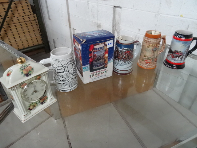 Beer steins & Clock