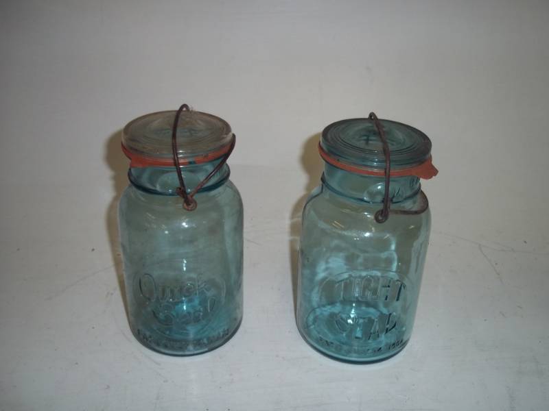lot 311 image: Pair of Blue Canning Jars