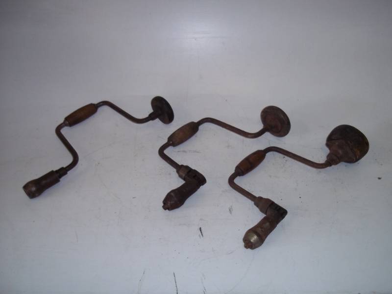 lot 381 image: 3 Vintage Hand Drills