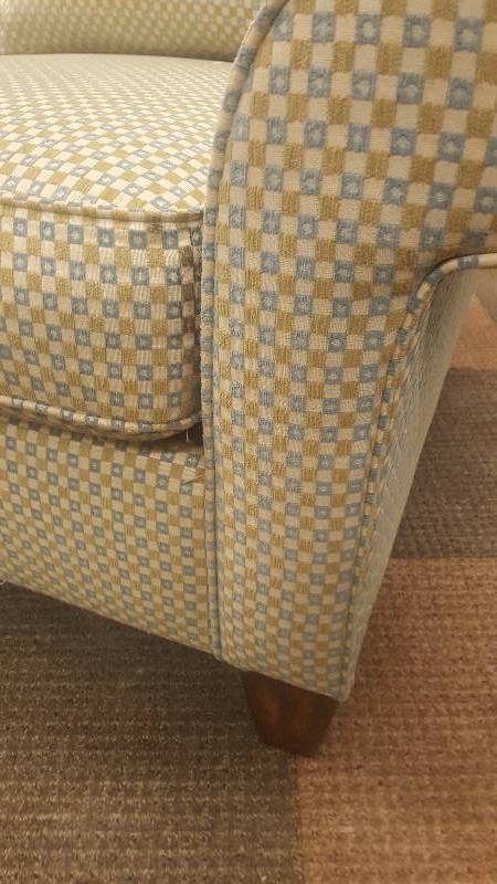 lot 2 image: Pattern Fabric Arm Chair.  Made by Flexsteel, Westside collection