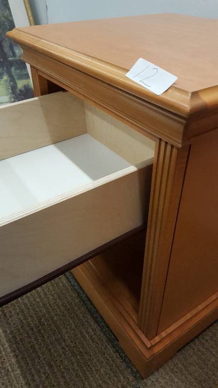 lot 12 image: Maple Night Stand.  Very Heavy Construction Tons of Solid Maple. High End Hardware.