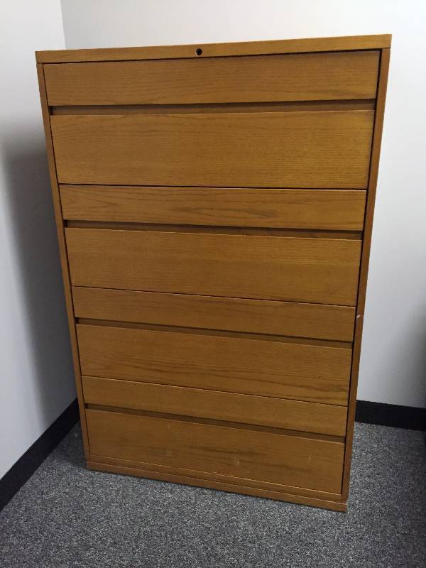 lot 29 image: Quality Kimball Furniture Wood Large Filing Cabinet - Legal Or Letter - Excellent Condition