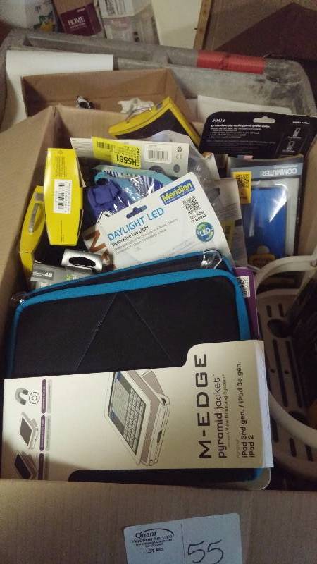 Misc box of phone cases and ipad cover and misc other items