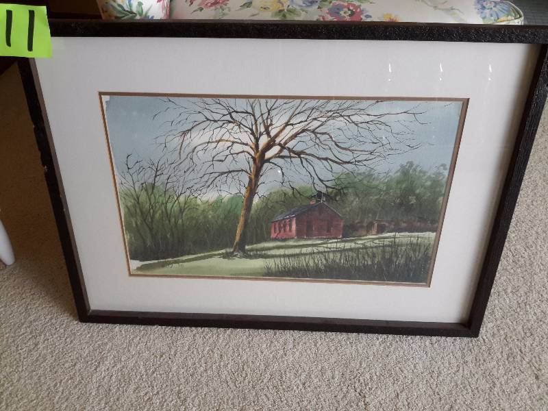 lot 11 image: Original Water Color OLD SCHOOL HOUSE by Wilson