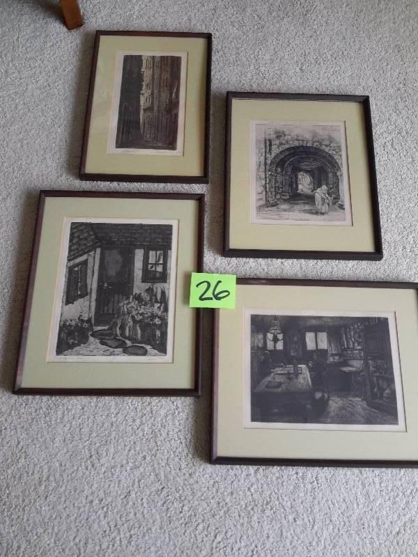 lot 26 image: Copper Engraving Prints.. Old World Style.. Purchased in Europe