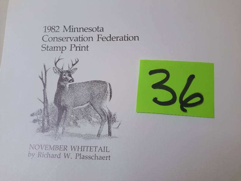 lot 36 image: 1982, Minnesota Conservation Federation, Stamp Print, November Whitetail