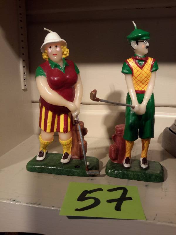 lot 57 image: 2 Wax Golfer Candles