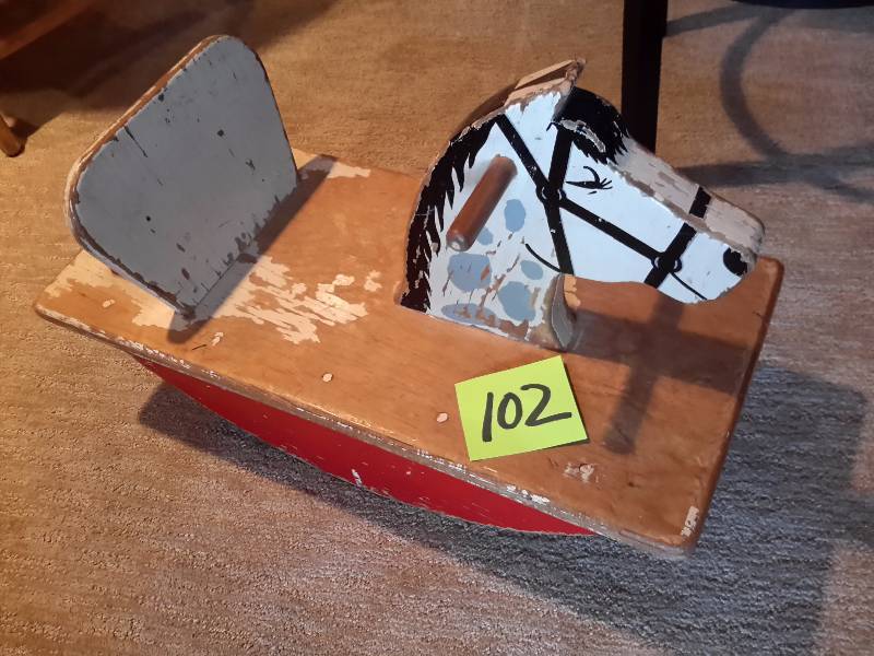lot 102 image: Vintage Wood Rocking horse