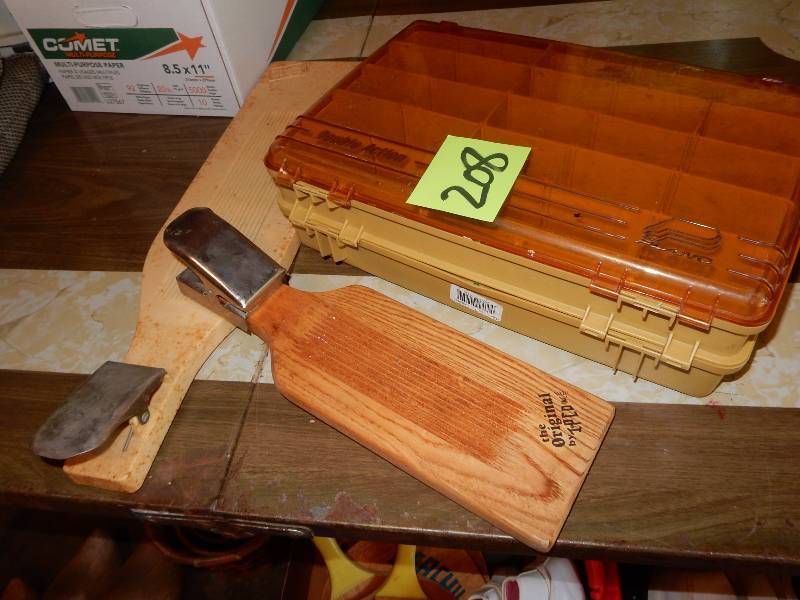 lot 208 image: Plano, Tackle box.  2 Fish cleaning Boards, Fly Reel