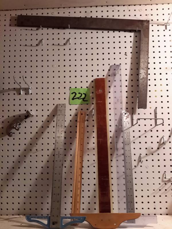lot 222 image: Misc Squares, Rulers, T Squares