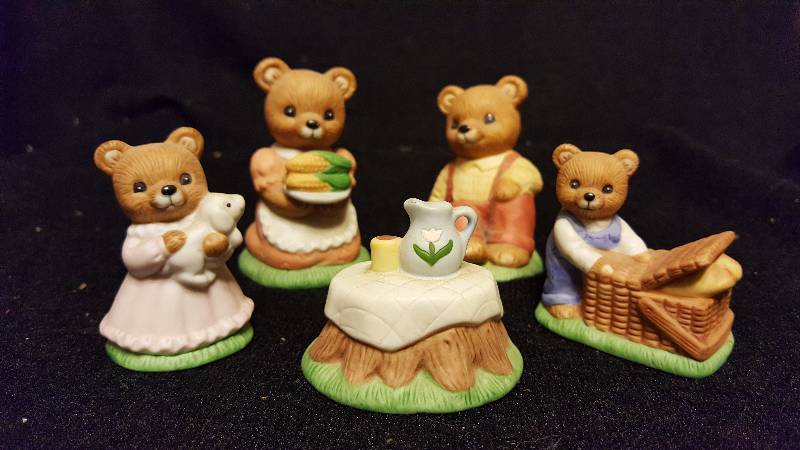 5 piece ceramic bear set