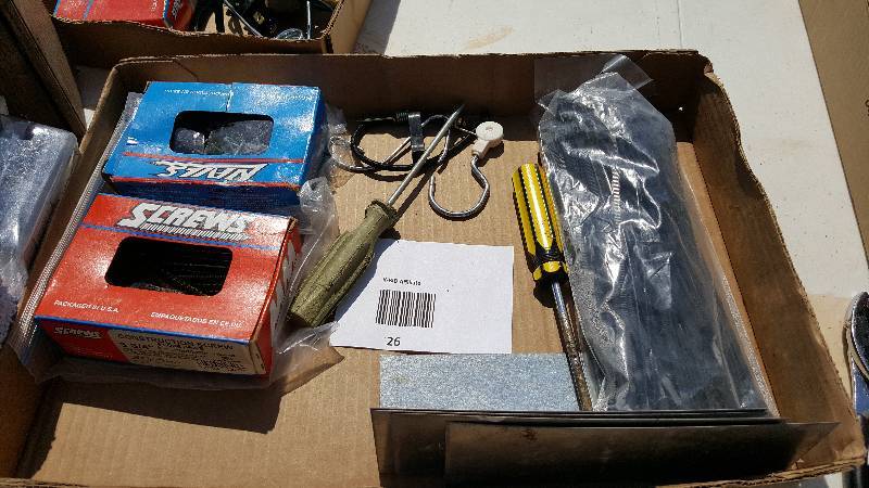 1 box of screws, 1 box of nails, zip ties, and more