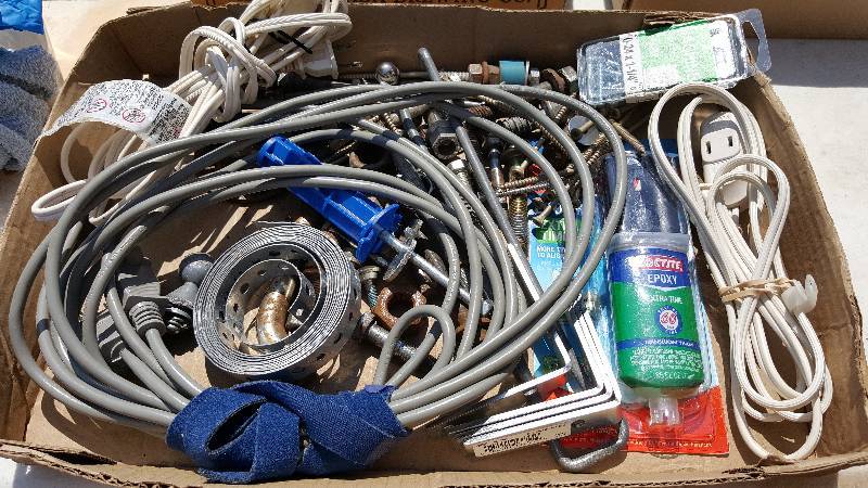 Extension cords, epoxy, brackets, screws, and more