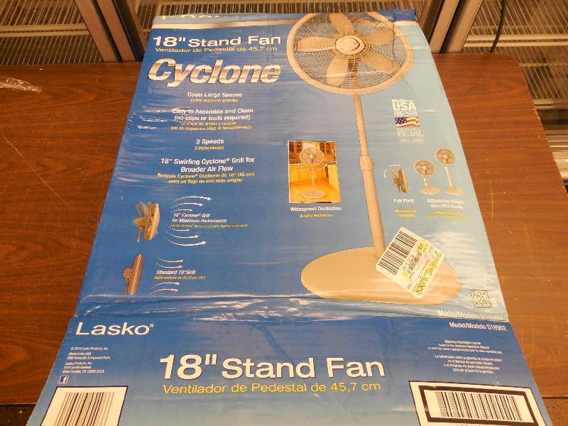 Lasko 18 Stand Fan with Cyclone Grill | Little Bit of Everything Auction  #105 | K-BID