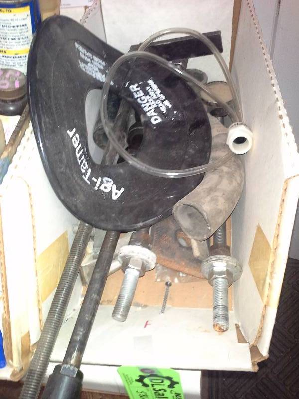 lot 586 image: Bin of Metal Parts and Tools