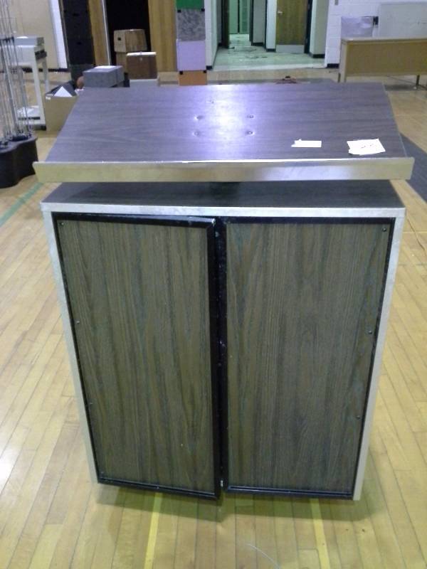 Podium on Wheels with Paper Dividers