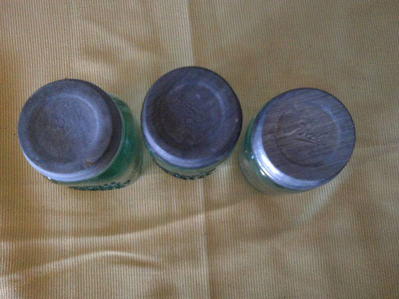 3 VINTAGE BLUE BALL JARS WITH COVER