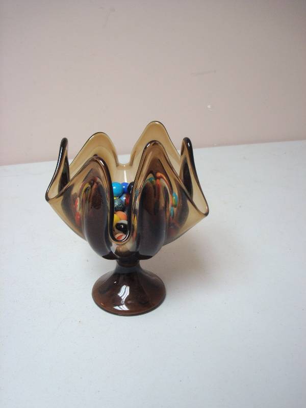 Glass Dish With Vintage Marbles...