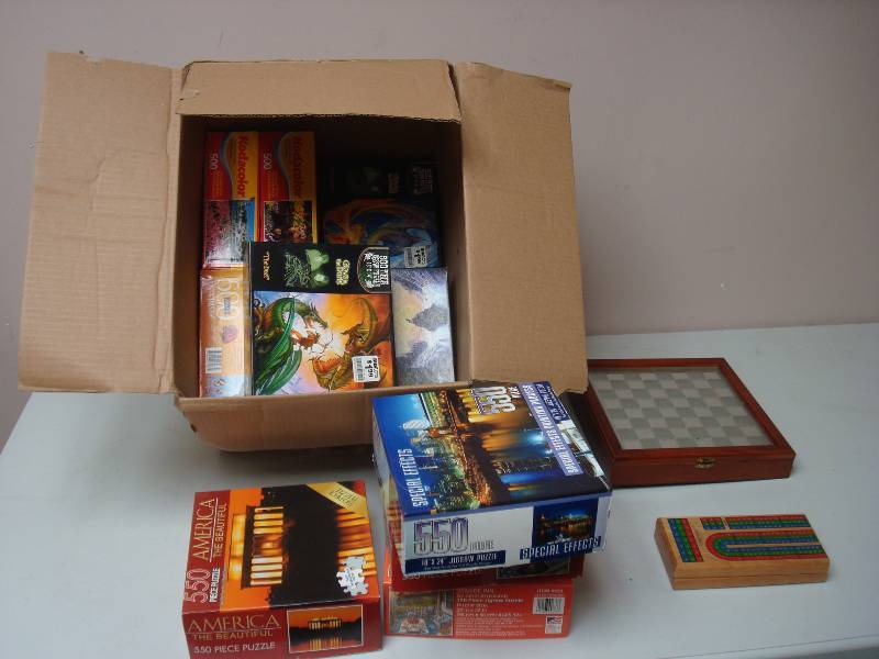 Box Filled With Puzzles, Used, Some New...