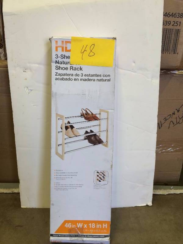 HDX 3 Shelf Natural Shoe Rack New