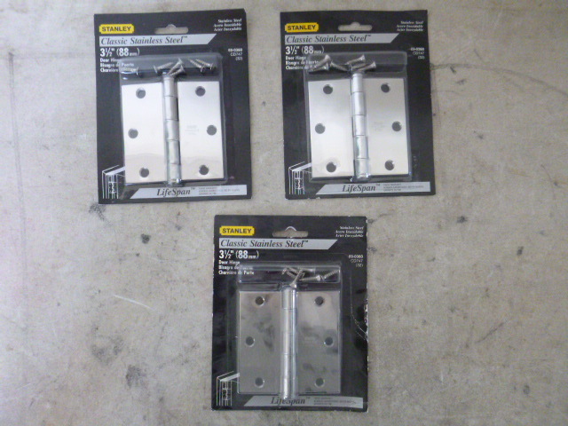 lot 88 image: 3 Stanley Stainless Steel Door Hinges