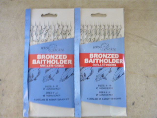 lot 182 image: 2 Packs of Jeros Tackle Bronzed Baitholder Snelled Hooks