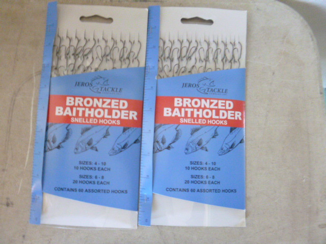 lot 183 image: 2 Packs of Jeros Tackle Bronzed Baitholder Snelled Hooks