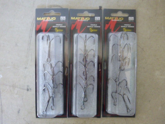 lot 188 image: 3 Packs of Matzuo Sickle Treble Hooks
