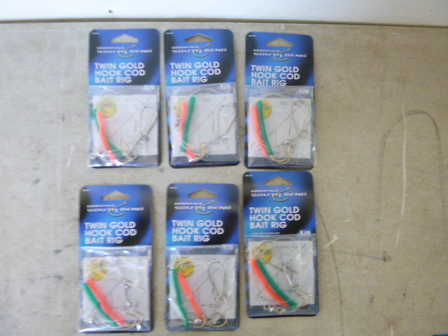 lot 194 image: 6 South Bend Twin Gold Hook Cod Bait Rigs