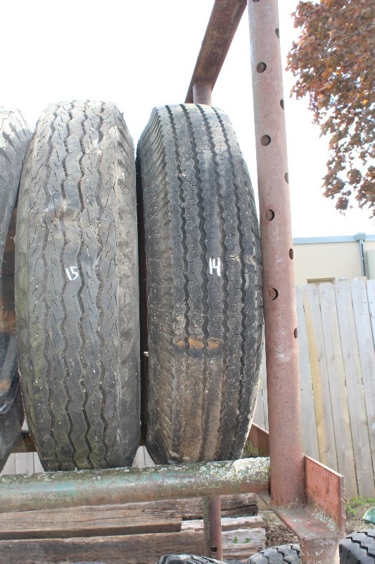 lot 14 image: 3 Goodyear 8.25-20 Tires on Wheels