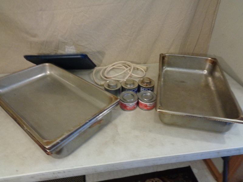 lot 19 image: Stainless Pans and Sterno Fuel