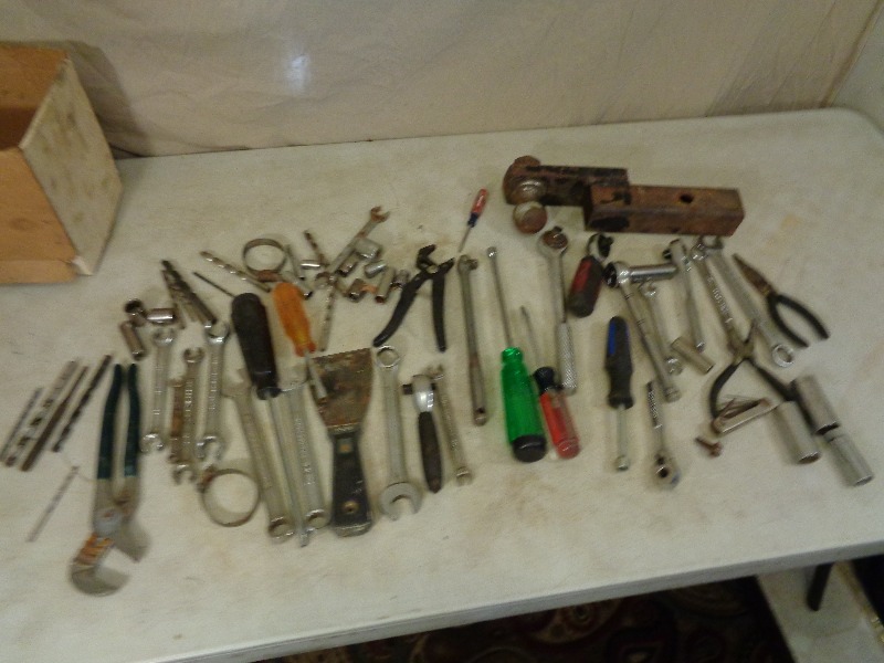 lot 47 image: Hitch, Assorted Wrenches, Sockets, Hand Tools