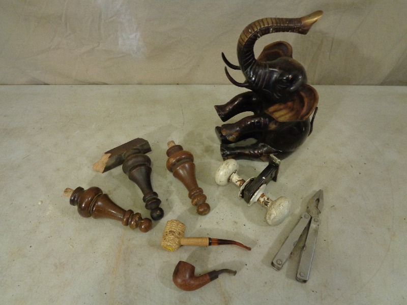 lot 63 image: Old Door Knob, Multi Tool, and More