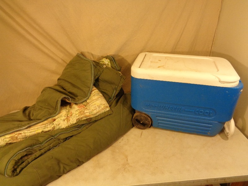 lot 65 image: Sleeping Bag and Cooler
