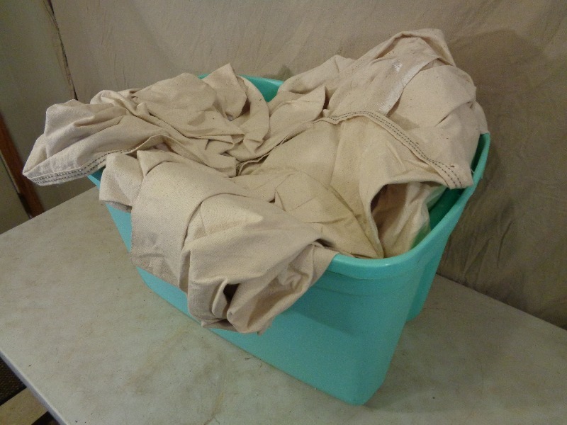 lot 74 image: Tote of Canvas Drop Cloths