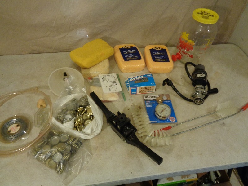 lot 79 image: Home Brew Stuff, Keg Tap, Bottle Capper, and More