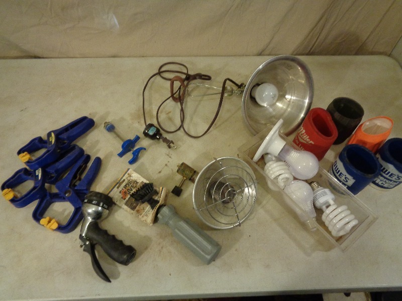 lot 92 image: Mini Camping Heater, Irwin Clamps, and More