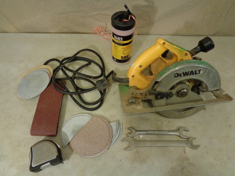 lot 114 image: Dewalt Saw, Wrenches, Etc.