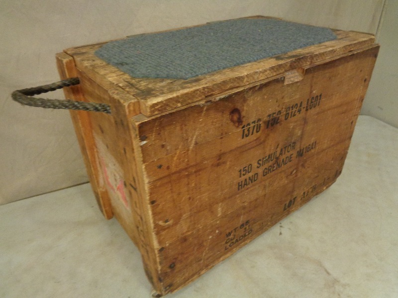 lot 133 image: VERY Cool Old Hand Grenade Wood Box