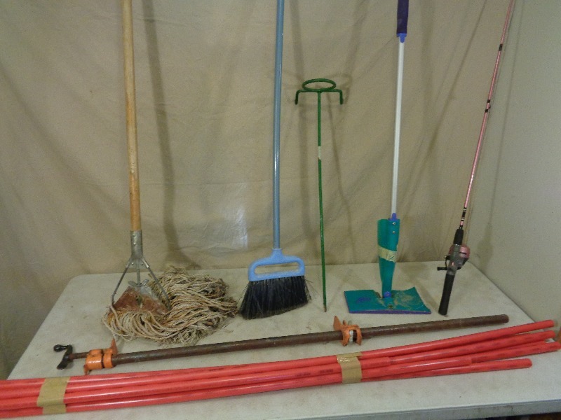 lot 158 image: Pipe Clamp, Fishing Rod, and More