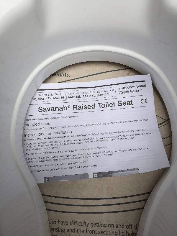 lot 6 image: Savanah 4 Raised Toilet Seat No lid