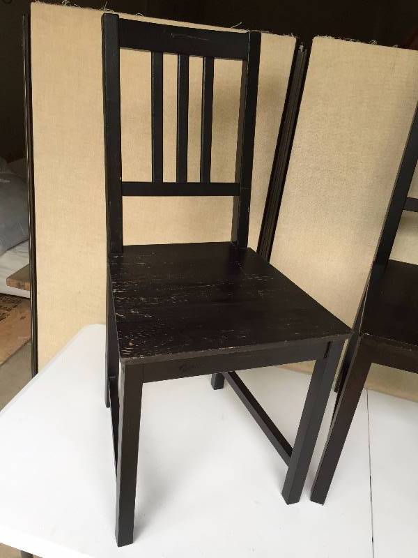 lot 38 image: 3 Very Nice Ikea Solid Wood Blackish Brown Chairs
