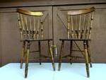 lot 54 image: WOW Beautiful Pair Vintage Colonial Braceback Chairs Traditional Windsor Style Solid Wood Spindle Back Dining Side Chairs - Excellent Conditon