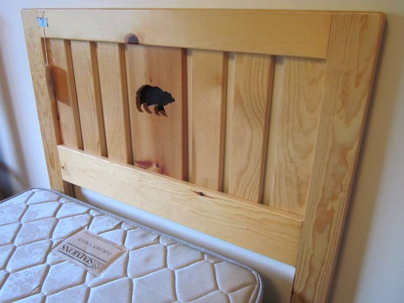 Twin Bed with Pine Headboard