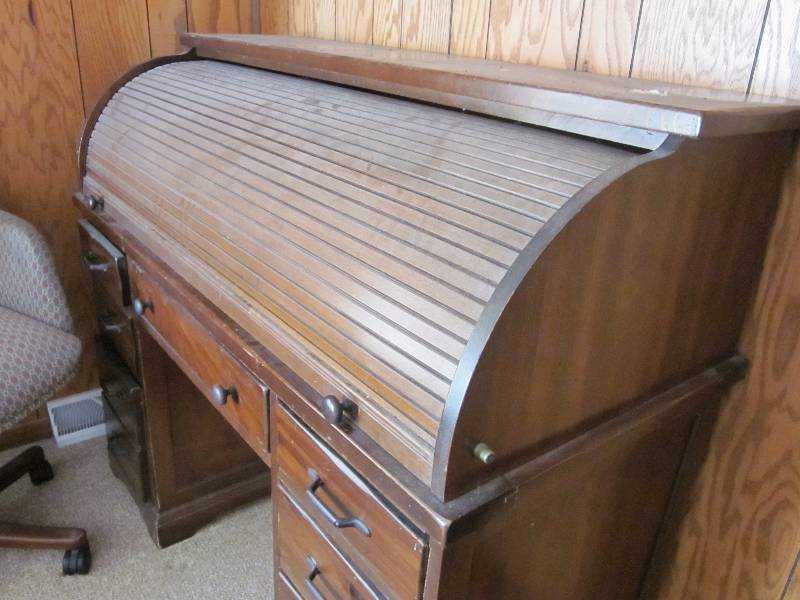 Roll Top Desk and Chair