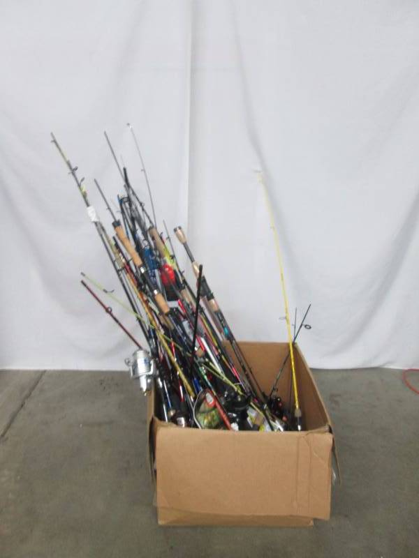 Box of Broken Fishing PolesParts