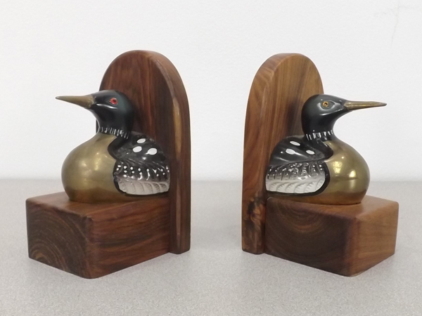 lot 16 image: Pair of Solid Brass Loon Book Ends