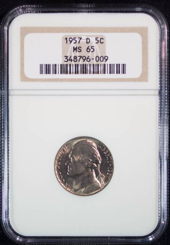 1957-D Five Cent Jefferson Nickel MS65