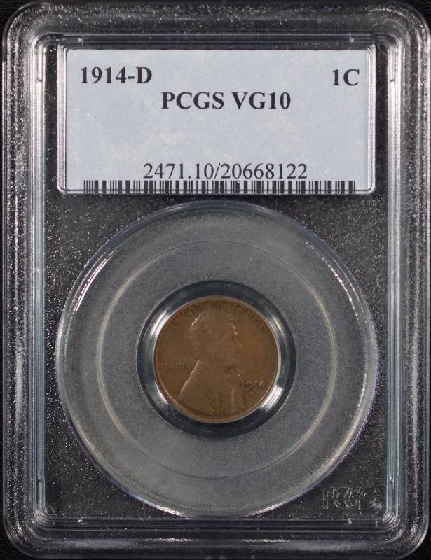 1914-D Lincoln Cent KEY DATE VG10